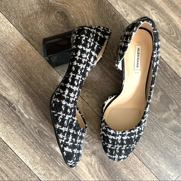 Alex Marie Tweed Plaid sequin block heels Size 6.5 - Picture 2 of 11